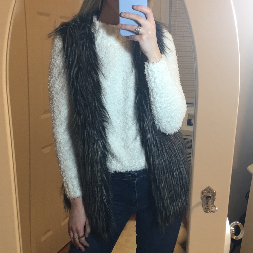 Forever 21 long faux fur vest